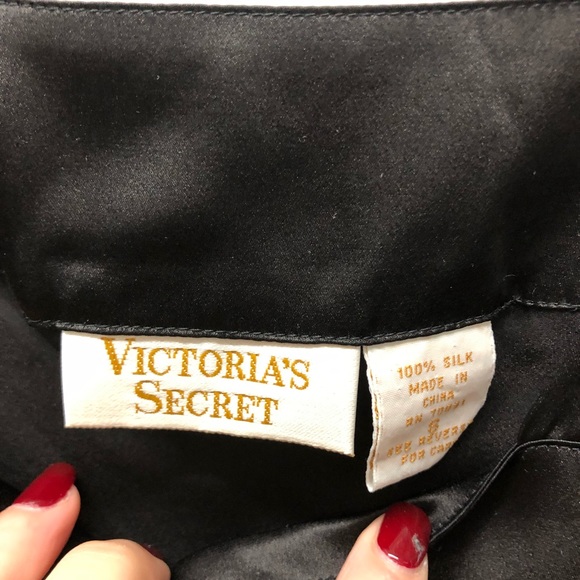 Vintage Victoria's Secret Black Silk Tank Top Gold Label Size S - Picture 3 of 7